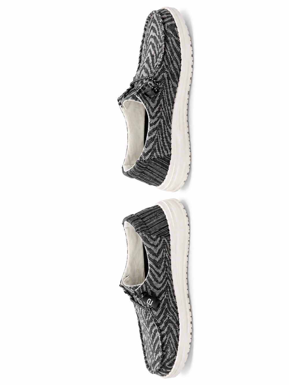 Hey Dude Black & White Knit Slip-On Sneakers